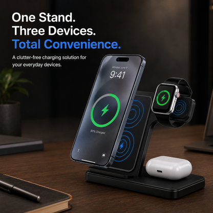 FastVolt™ Portable 3-in-1 Wireless Charger