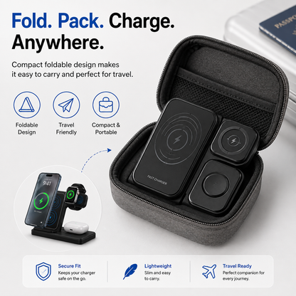 FastVolt™ Portable 3-in-1 Wireless Charger