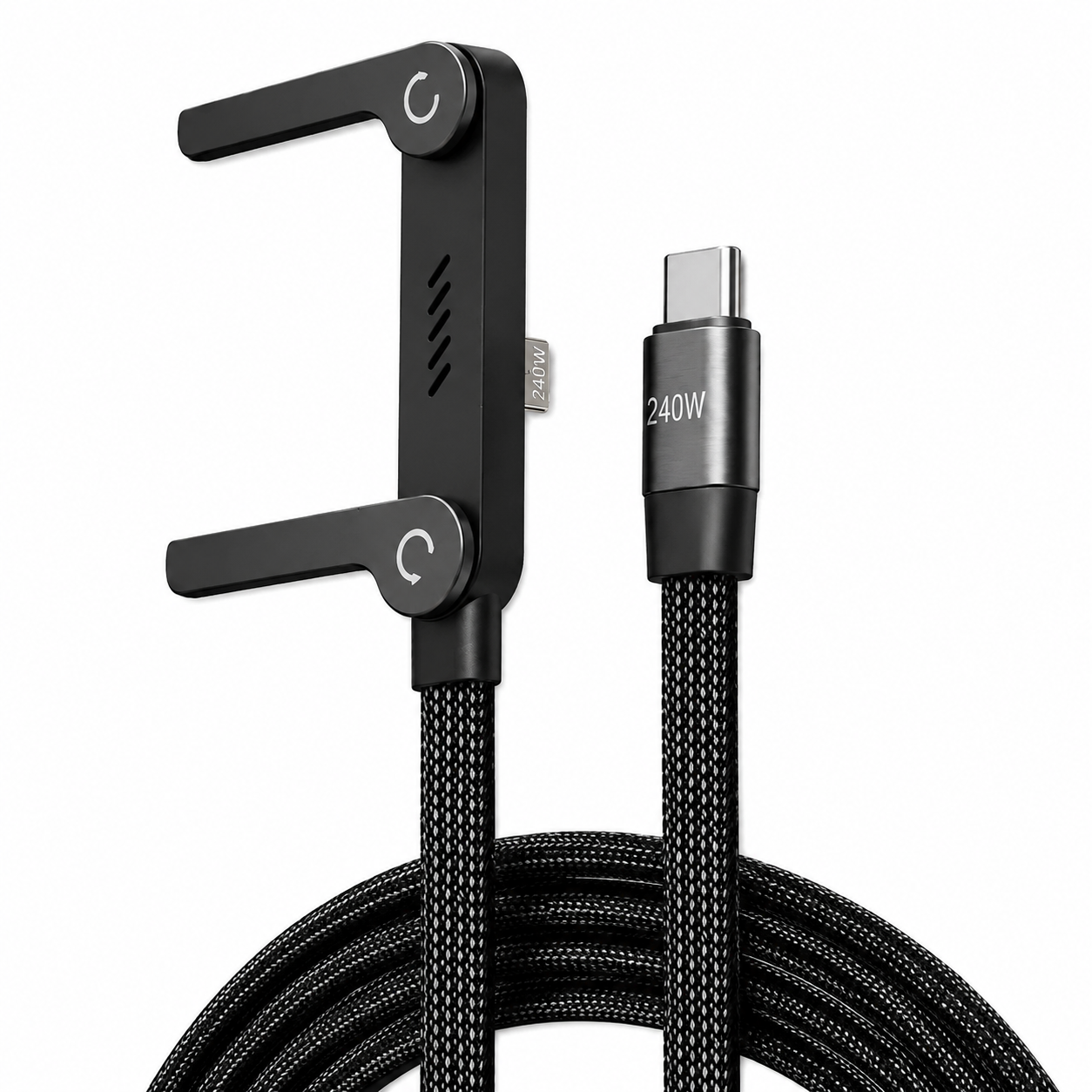 FastVolt™ 240W Type C Charging Cable with Built-in Phone Stand