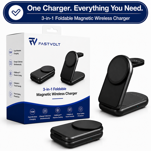 FastVolt™ MagFold Pro 3-in-1 Wireless Charger