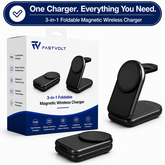 FastVolt™ MagFold Pro 3-in-1 Wireless Charger