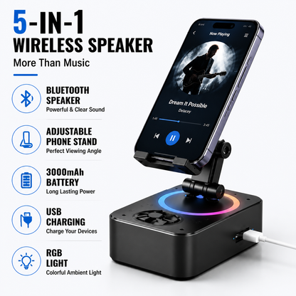 5-in-1 Wireless Bluetooth Audio Speaker with 3000mAh USB Charger