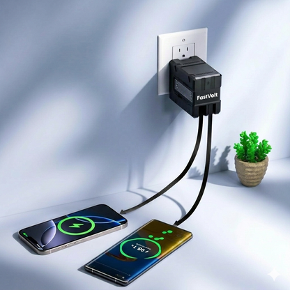 FastVolt Retractable Charger in Use - Charging iPhone and Android Pakistan