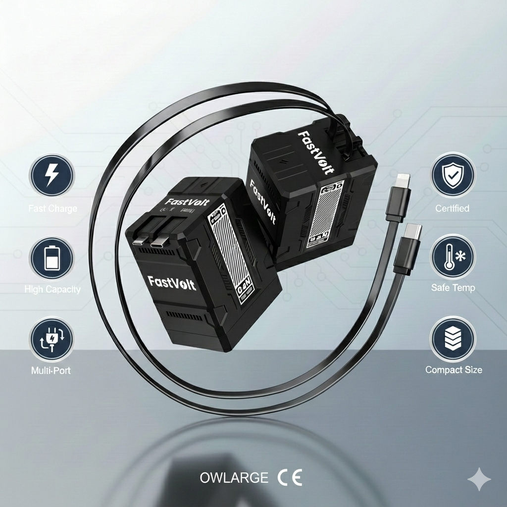 FastVolt 2 in 1 Charger Close Up - Durable Braided Fast Charging Cable