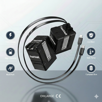 FastVolt 2 in 1 Charger Close Up - Durable Braided Fast Charging Cable