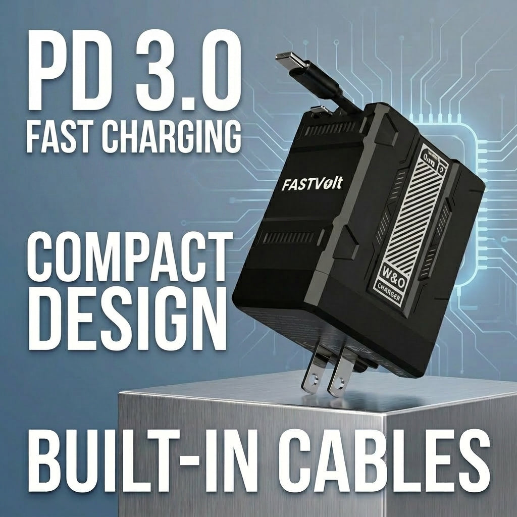 FastVolt Retractable Charger - USB-C and Lightning 2 in 1 Cable Pakistan