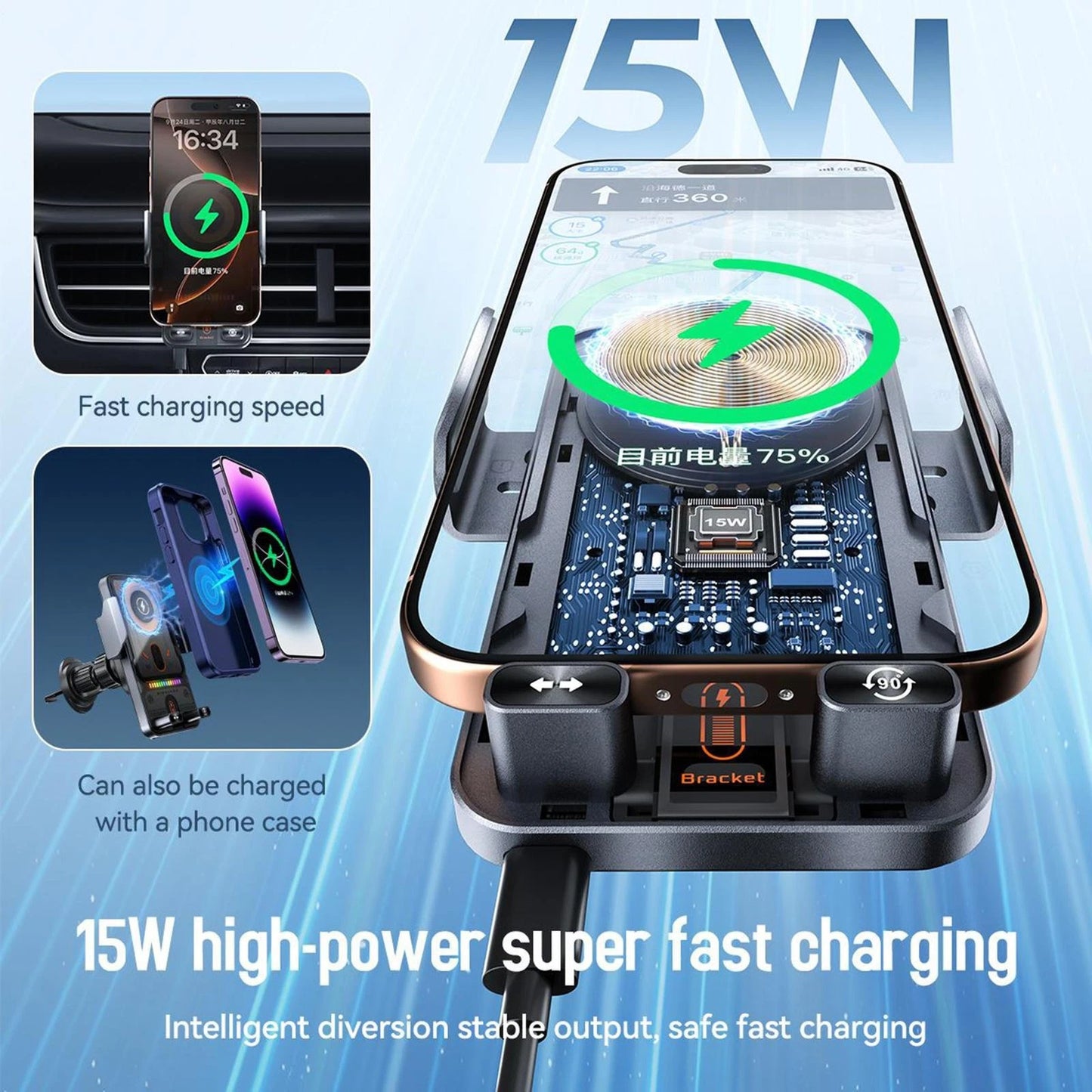 FastVolt 15W Wireless Car Charger